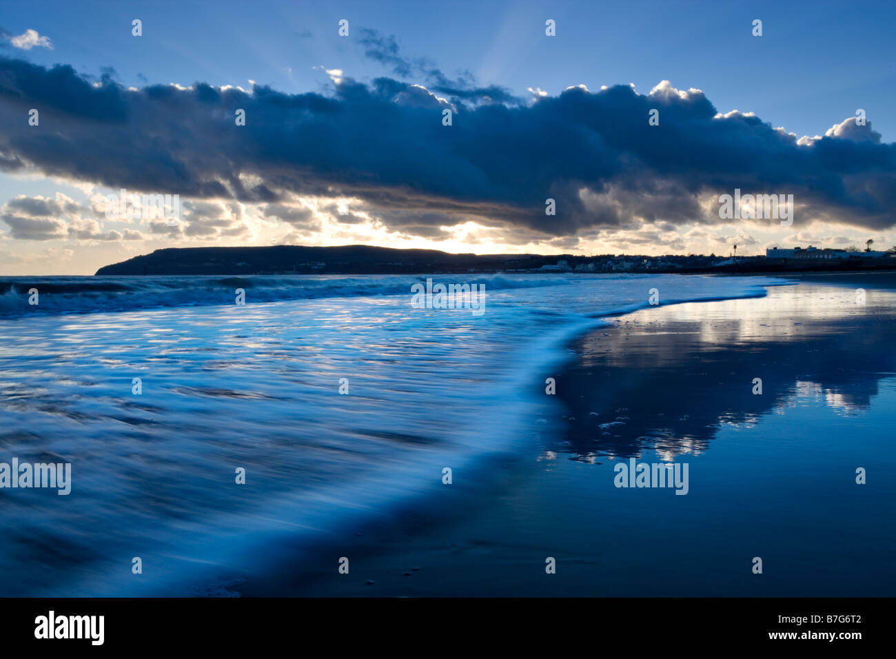 Blue sunset at Yaverland, Isle of Wight Stock Photo