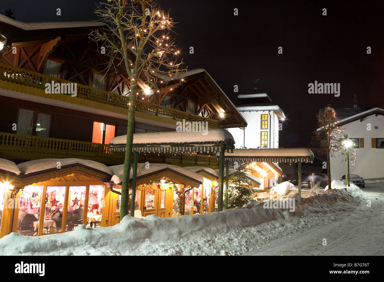 Restaurant and streets in Kirchberg Germany Movement on people sitting