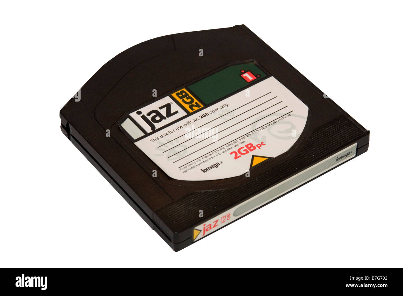 Computer hardware. Old IOMEGA JAZ storage disk. 2GB. Stock Photo