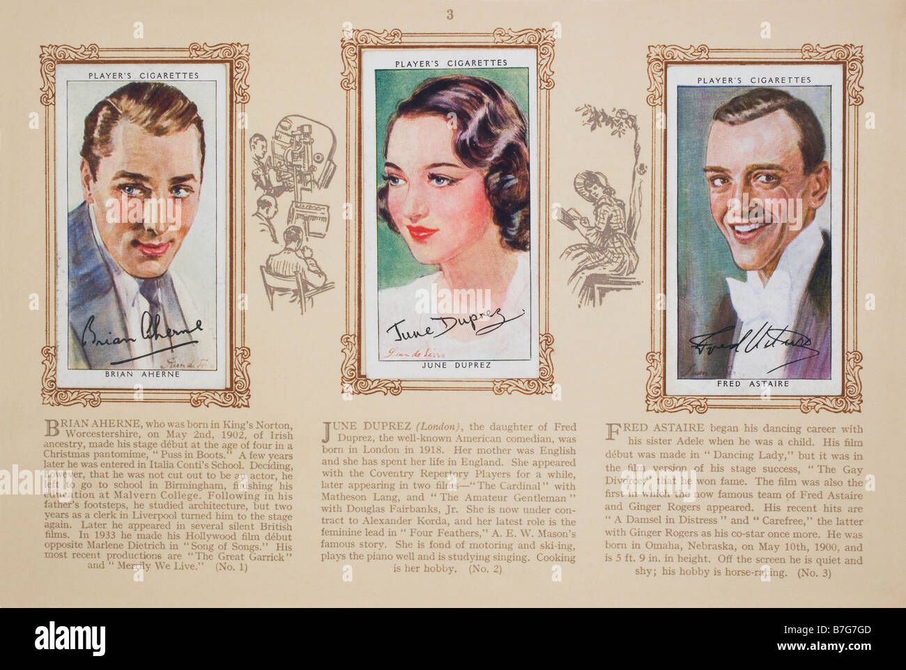 john player cigarette cards film stars Cigarette card album issued in 1938 by John Player & Sons featuring  illustrations of Film Stars. 3rd series Stock Photo