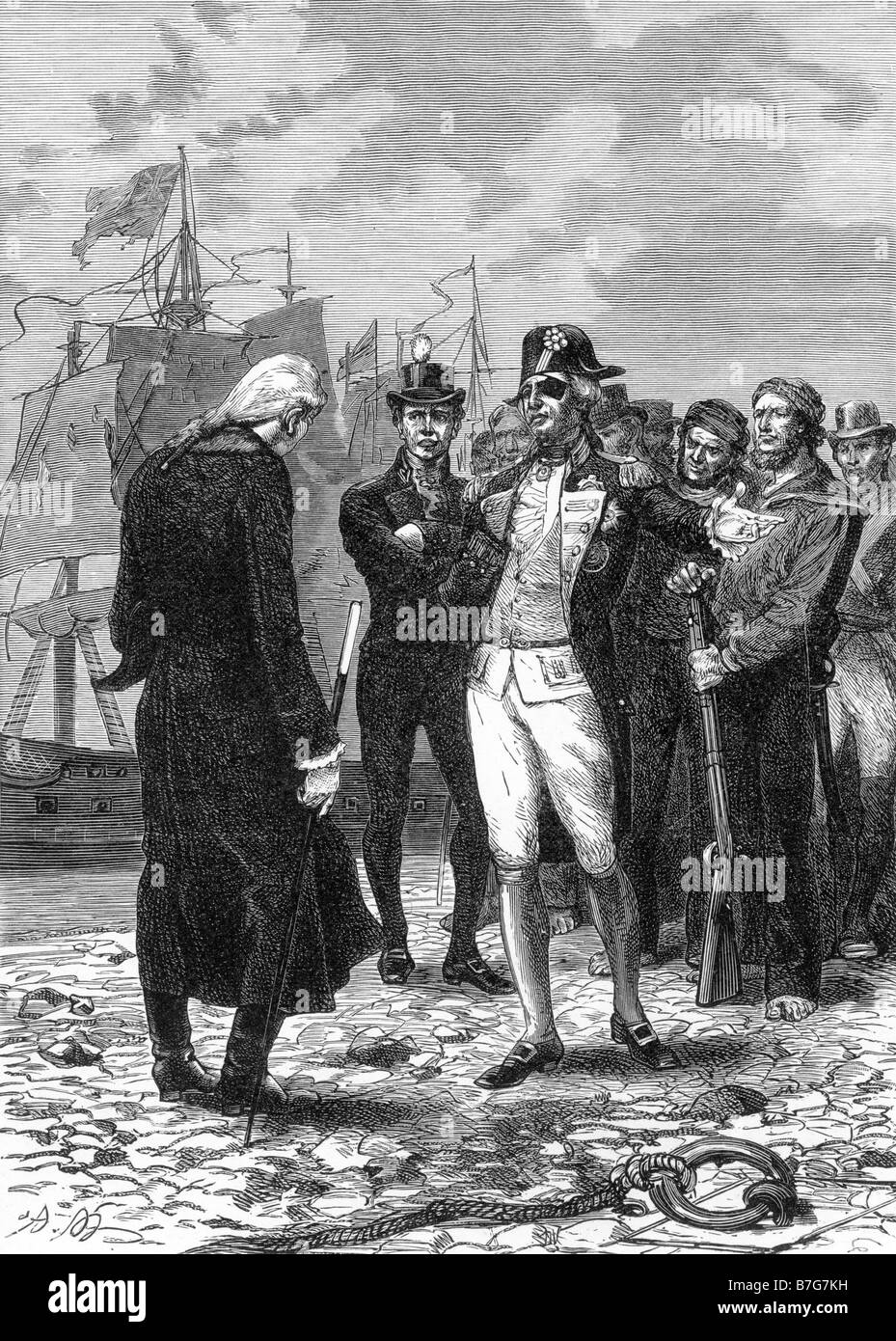 Lord Nelson and the Danish Envoy After the Battle of Copenhagen 1801 19th Century Illustration Stock Photo