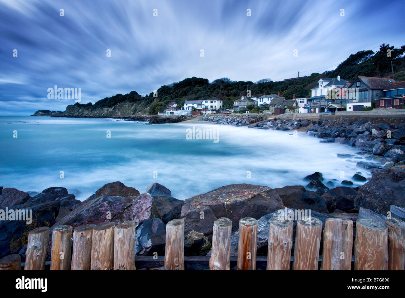 Dramatic skies over Steephill Cove, Isle of Wight Stock Photo