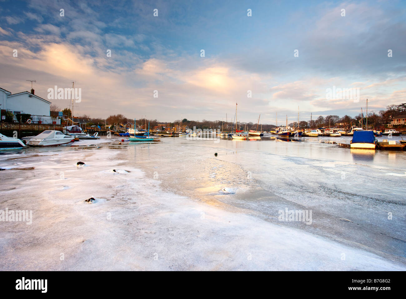 Wootton Creek frozen over, Isle of Wight Stock Photo