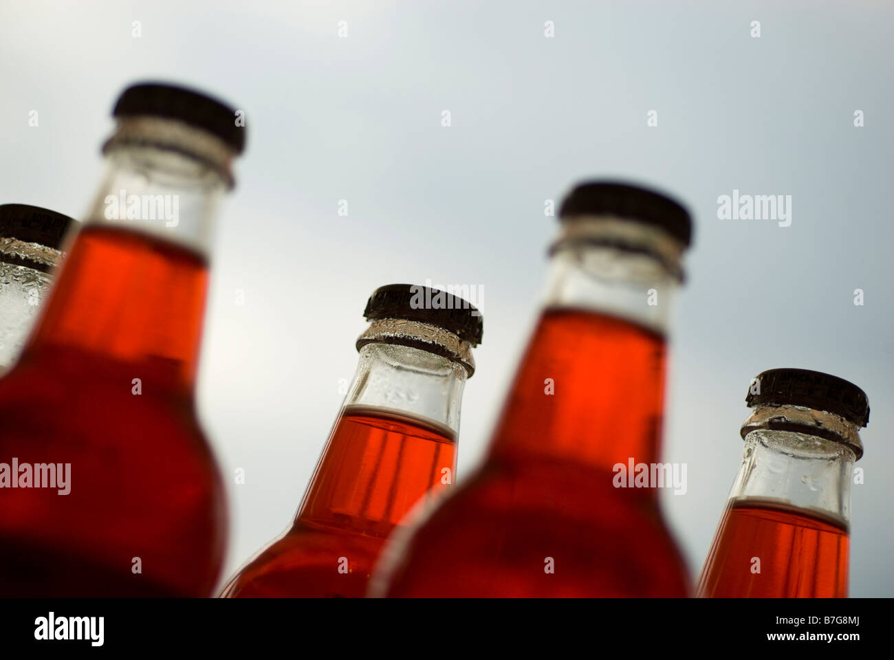 Soda bottles at Pops restaurant in Arcadia, Oklahoma, USA Stock Photo