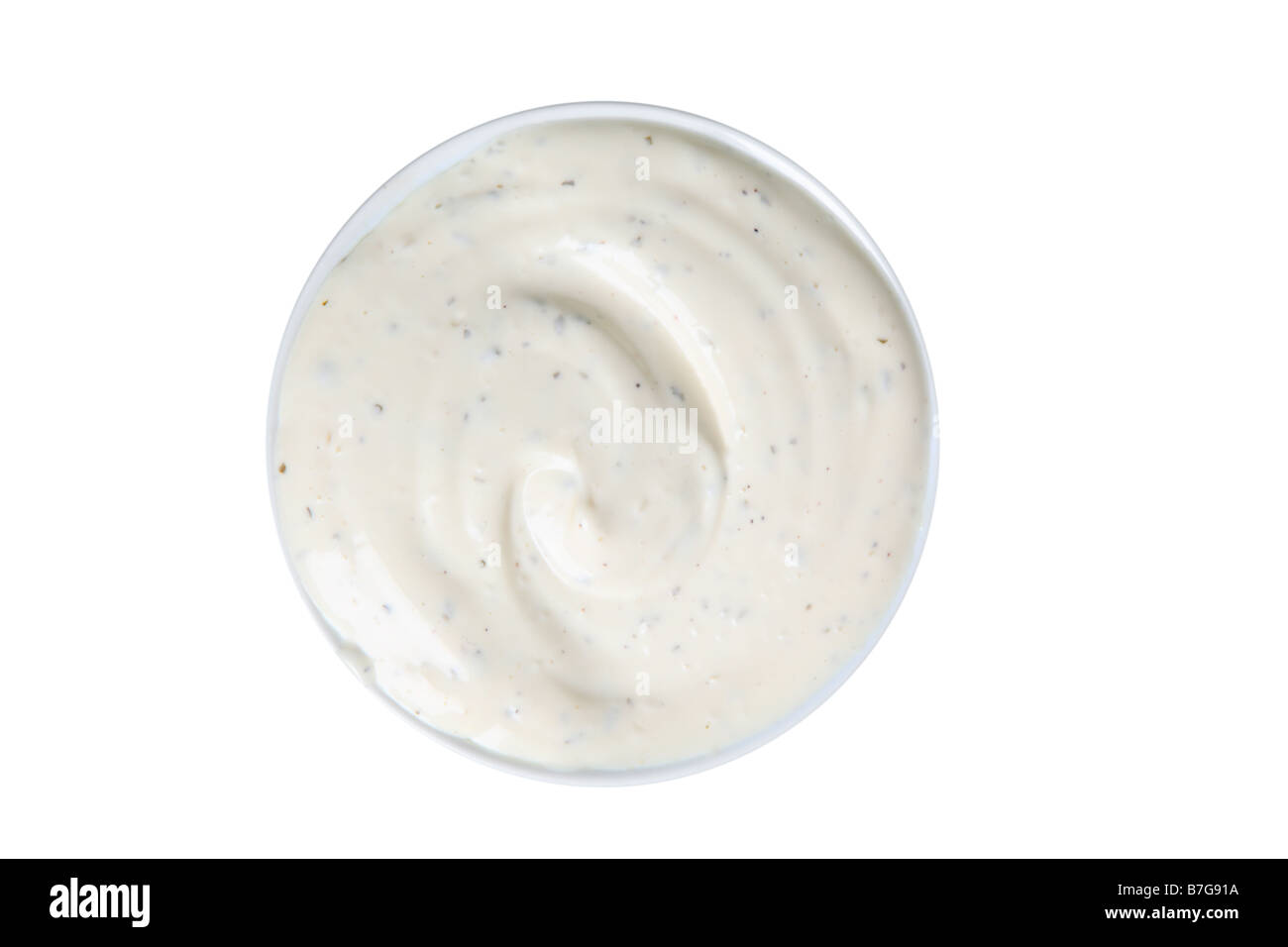 Bowl of ranch dip cut out on white background Stock Photo