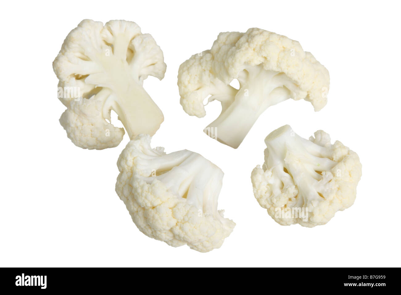 Cauliflower cut out on white background Stock Photo