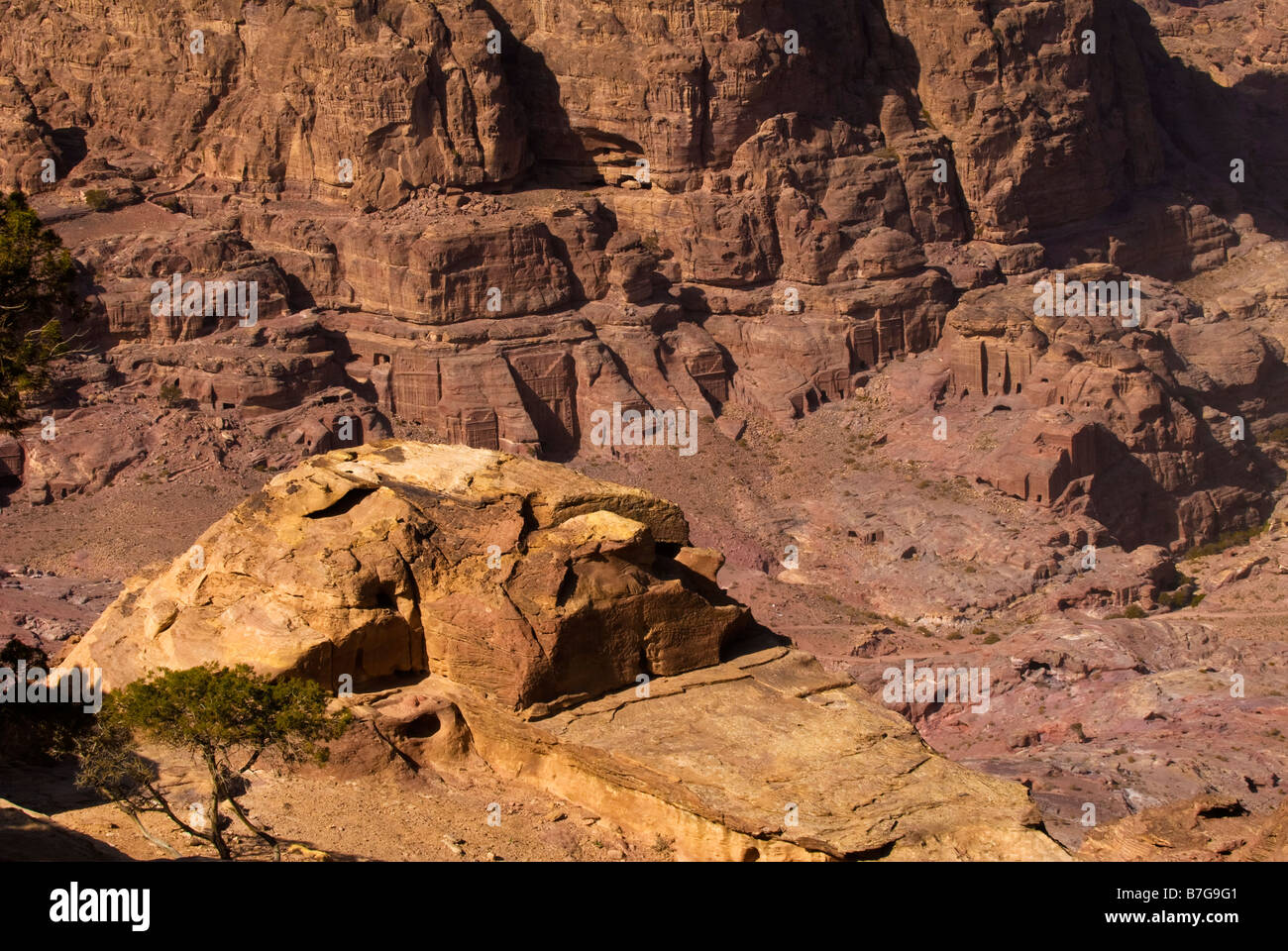 view from the High Place of Sacrifice Nabataean ancient town Petra Stock Photo