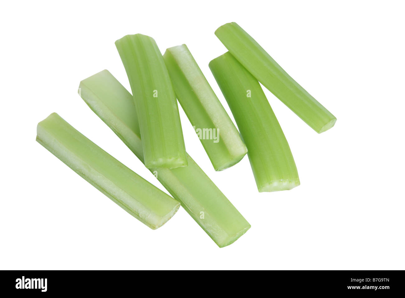 Celery sticks cut out on white background Stock Photo Alamy