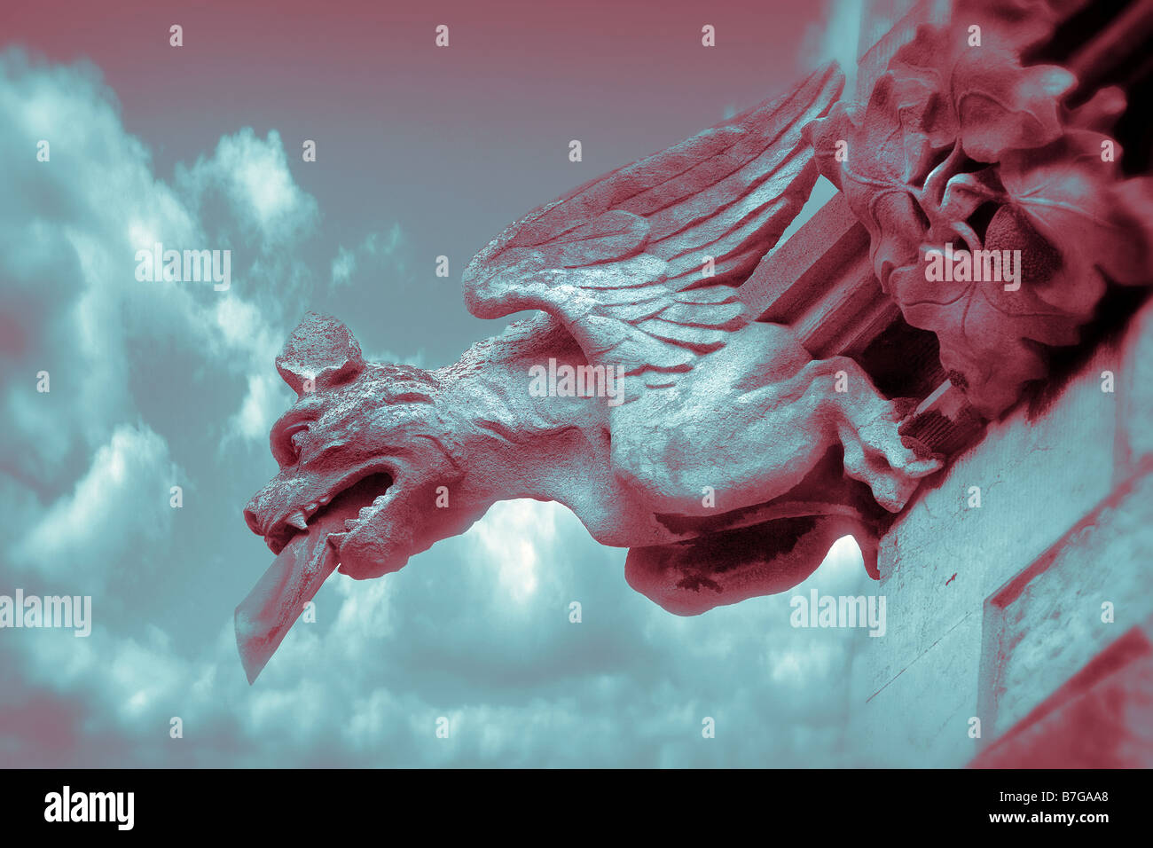 a gargoyle guarding the church of st margaret bodelwyddan conwy north wales Stock Photo