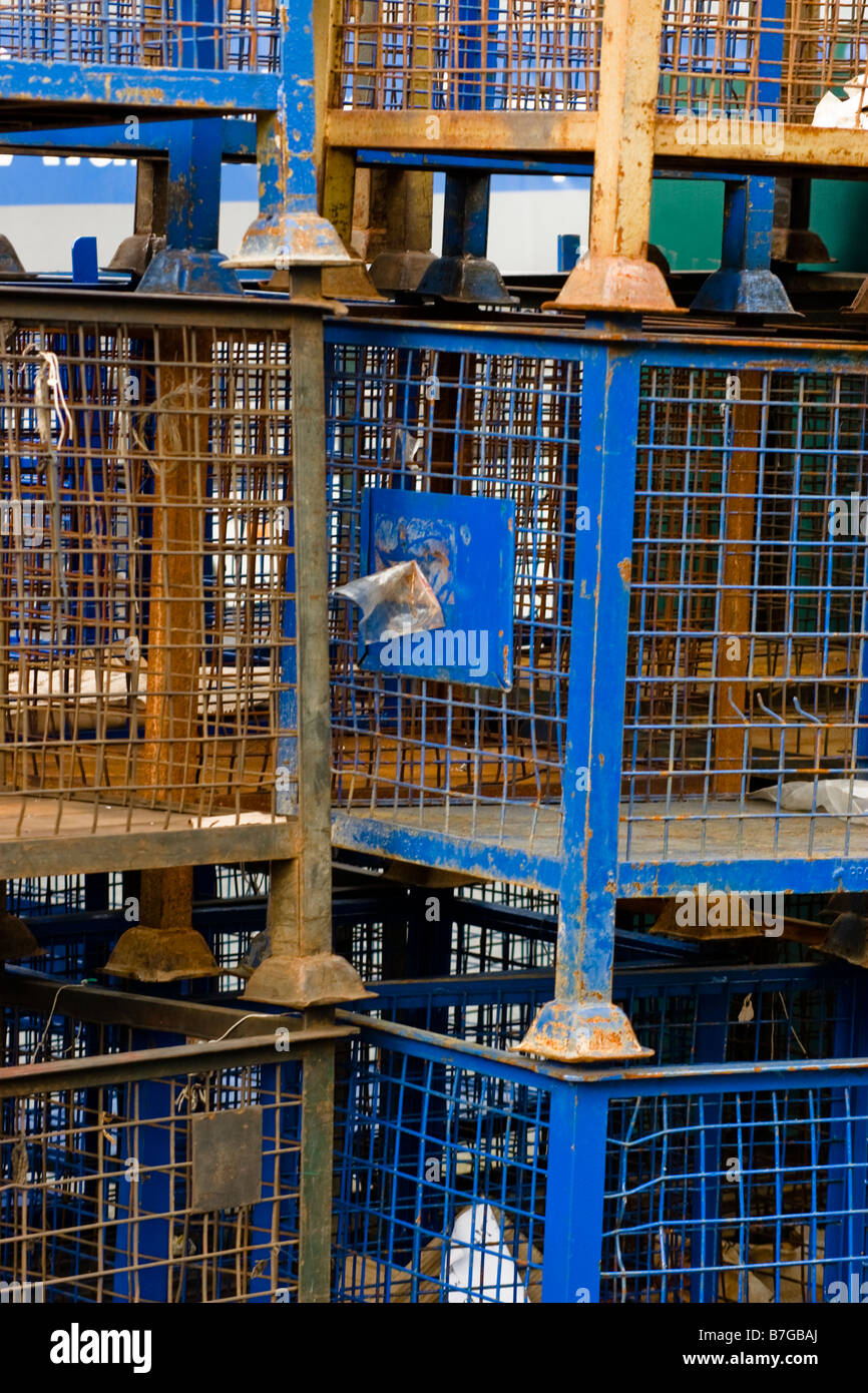 Stack of industrial steel and wire stillages Stock Photo Alamy
