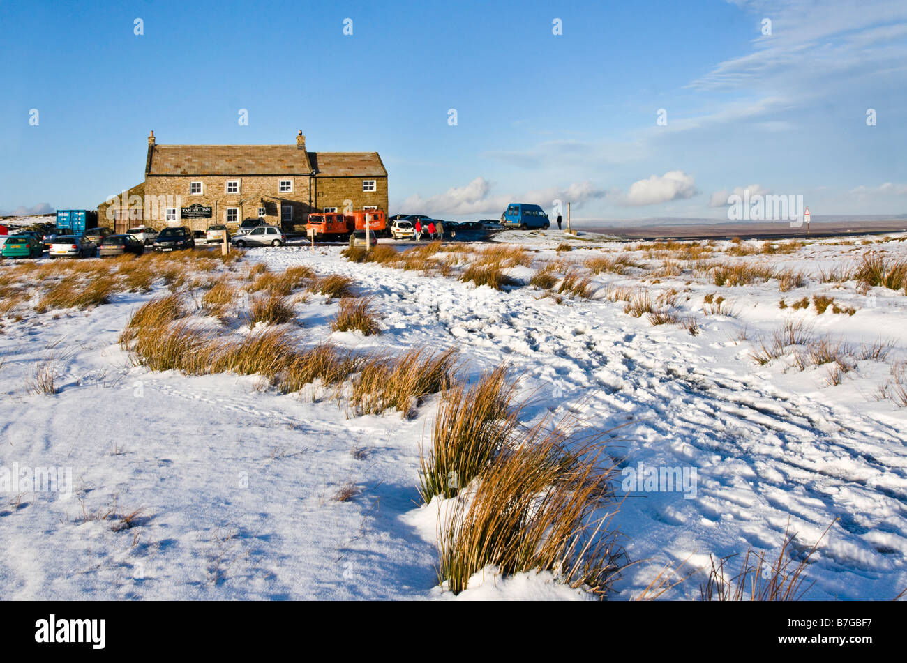 Tan Hill Inn in the Yorkshire Dales, photographed from the Pennine Way National Trail. Stock Photo