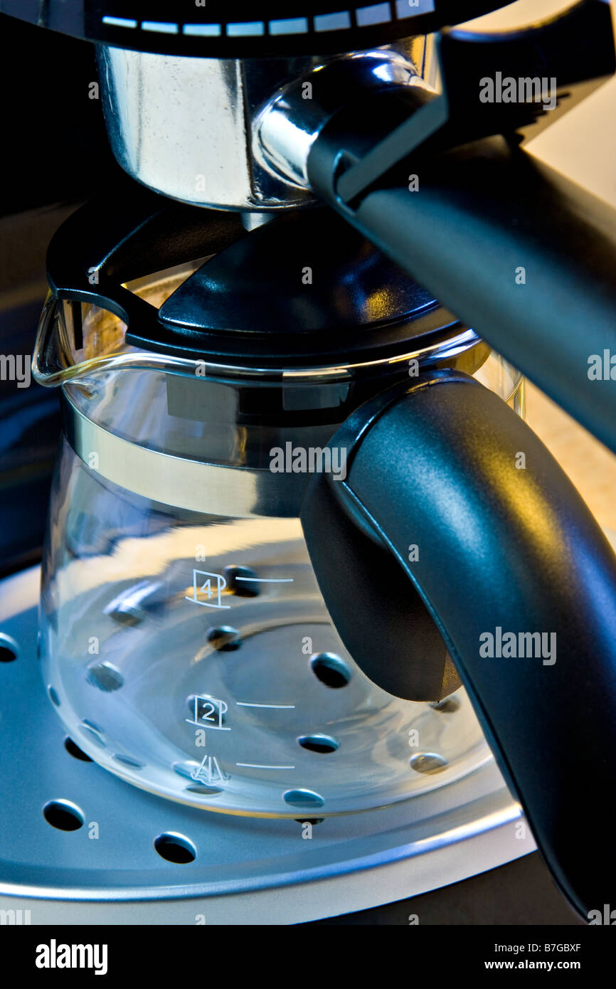 Close Up of Espresso Machine Carafe. Stock Photo