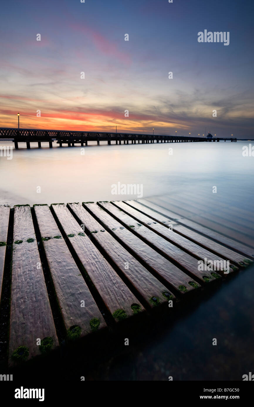 Sunset at Yarmouth Pier, Isle of Wight Stock Photo