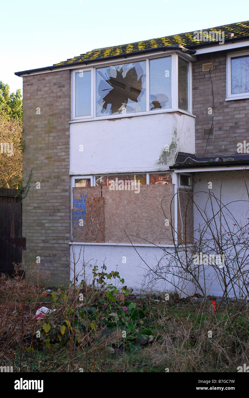 Derelict semi detached house UK Stock Photo