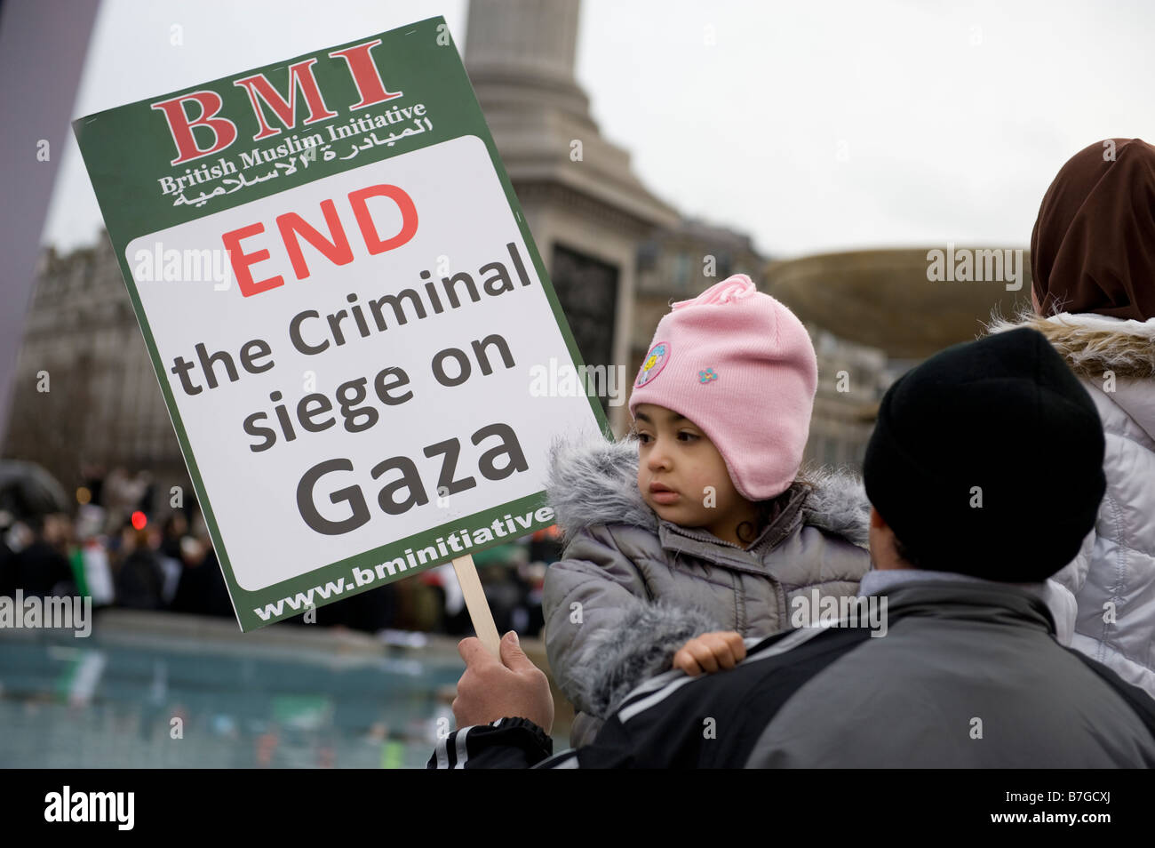 A young girl at a rally protesting against Israeli attacks on Gaza, January 2009 Stock Photo