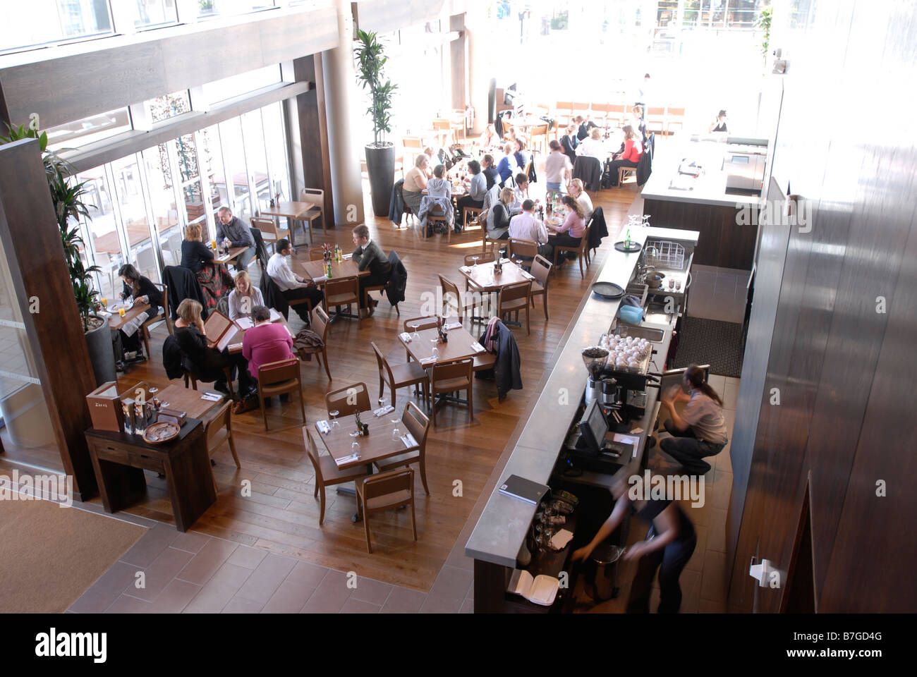 Interior view of the Zizzi restaurant, The Hub, Milton Keynes, UK Stock