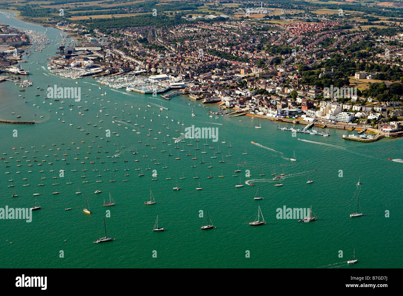 Cowes Week, Isle of Wight from the air Stock Photo Alamy