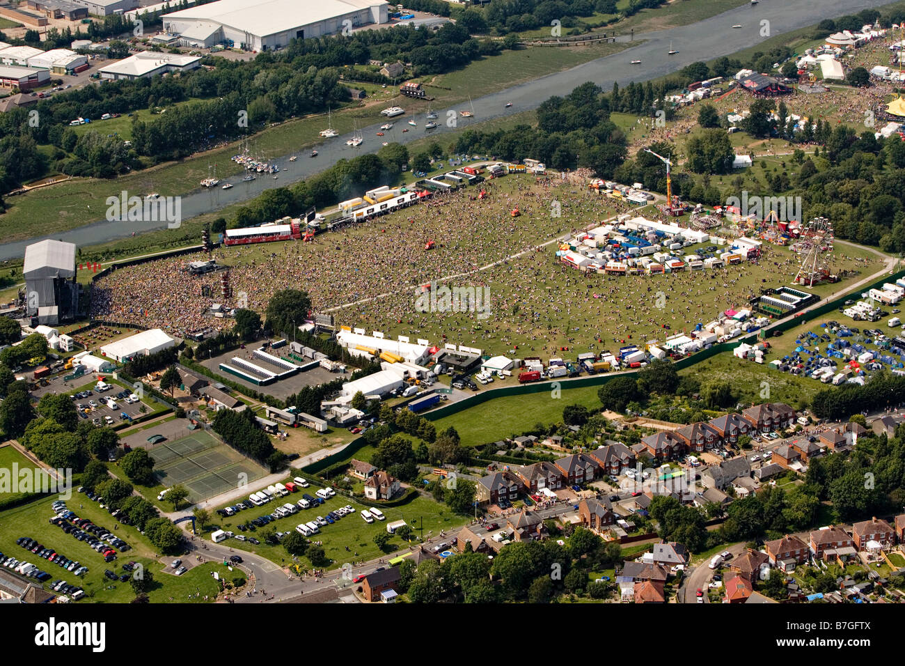 Isle of Wight Festival from the air 2007 Stock Photo