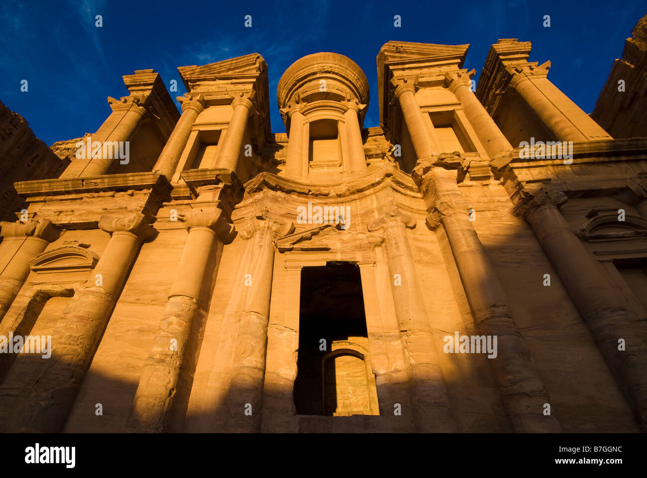 Facade of the Monastery El Deir Ed Deir Nabatean archaeological site Petra Stock Photo