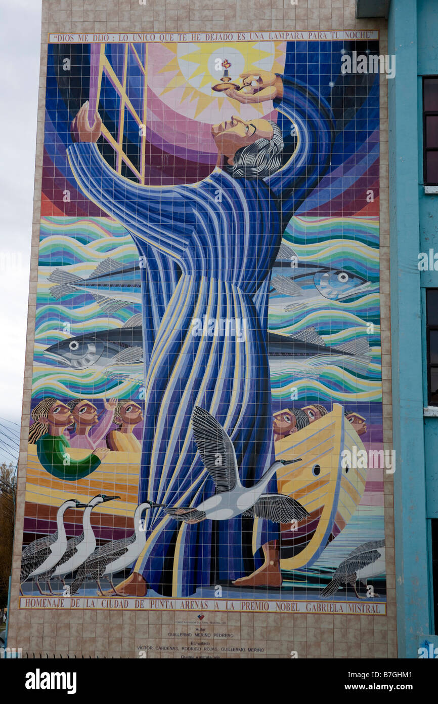 Punta Arenas mural Stock Photo