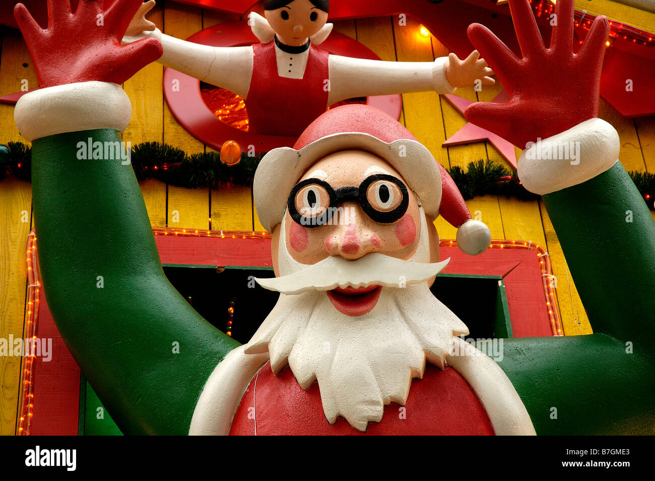 Christmas grotto with Father Christmas, Paris, France Stock Photo
