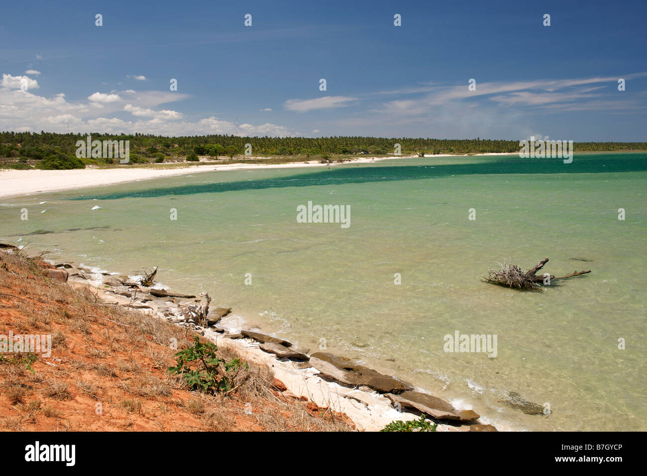 View along the Indian Ocean coast near Inharrime in southern Mozambique ...
