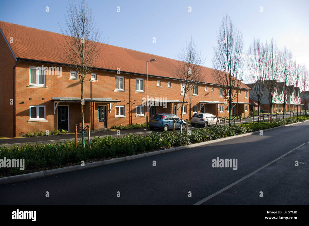 Newly Constructed Row Terrace Terraced Houses Homes Buildings Stock Photo