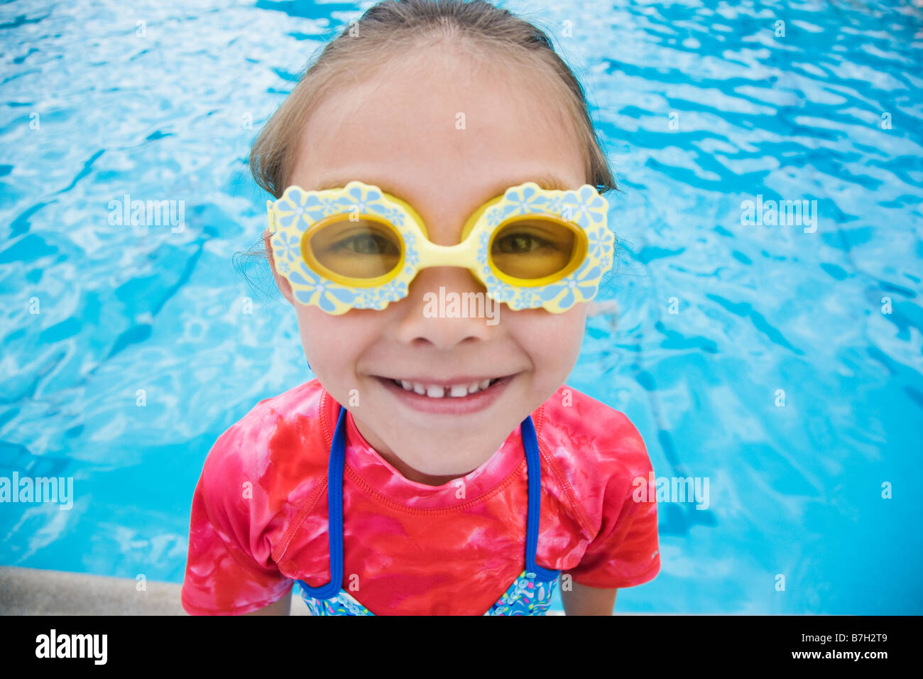 Young Asian girl wearing fancy goggles Stock Photo Alamy