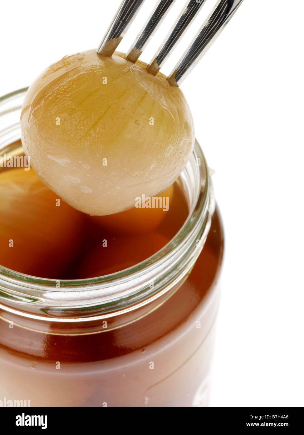 Sweet Pickled Savoury Shallot Onions Isolated Against A White