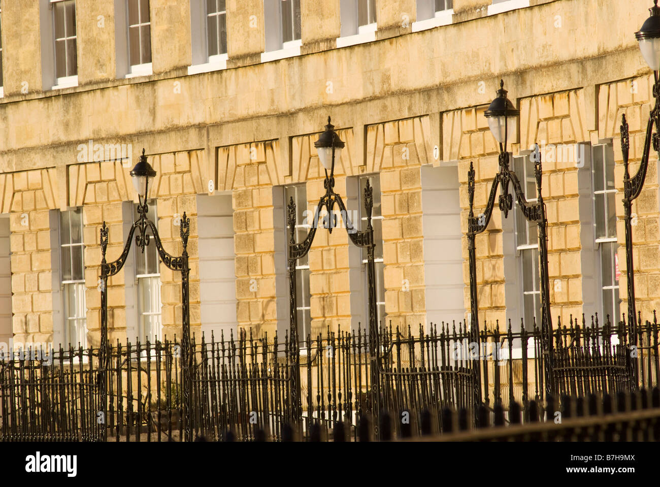 Wrought iron street lamps in Lansdown Place, Bath Stock Photo