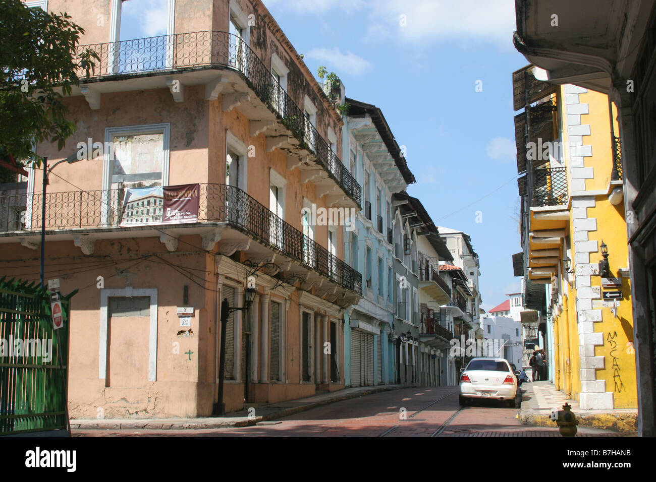 Street from the colonial area of Panama City, El Casco Viejo or Casco Antiguo Stock Photo