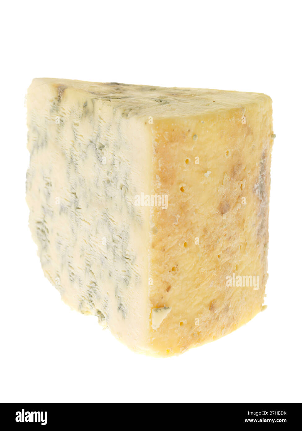 Fresh Strong Aromatic Blue Stilton Cheese Isolated Against A White Background With No People And A Clipping Path Stock Photo