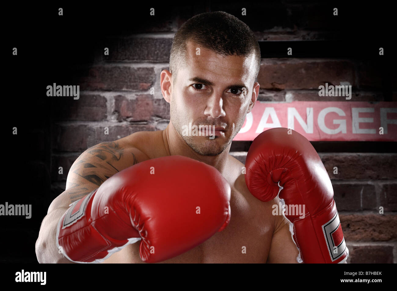 Portrait of a man in boxing gloves Stock Photo Alamy
