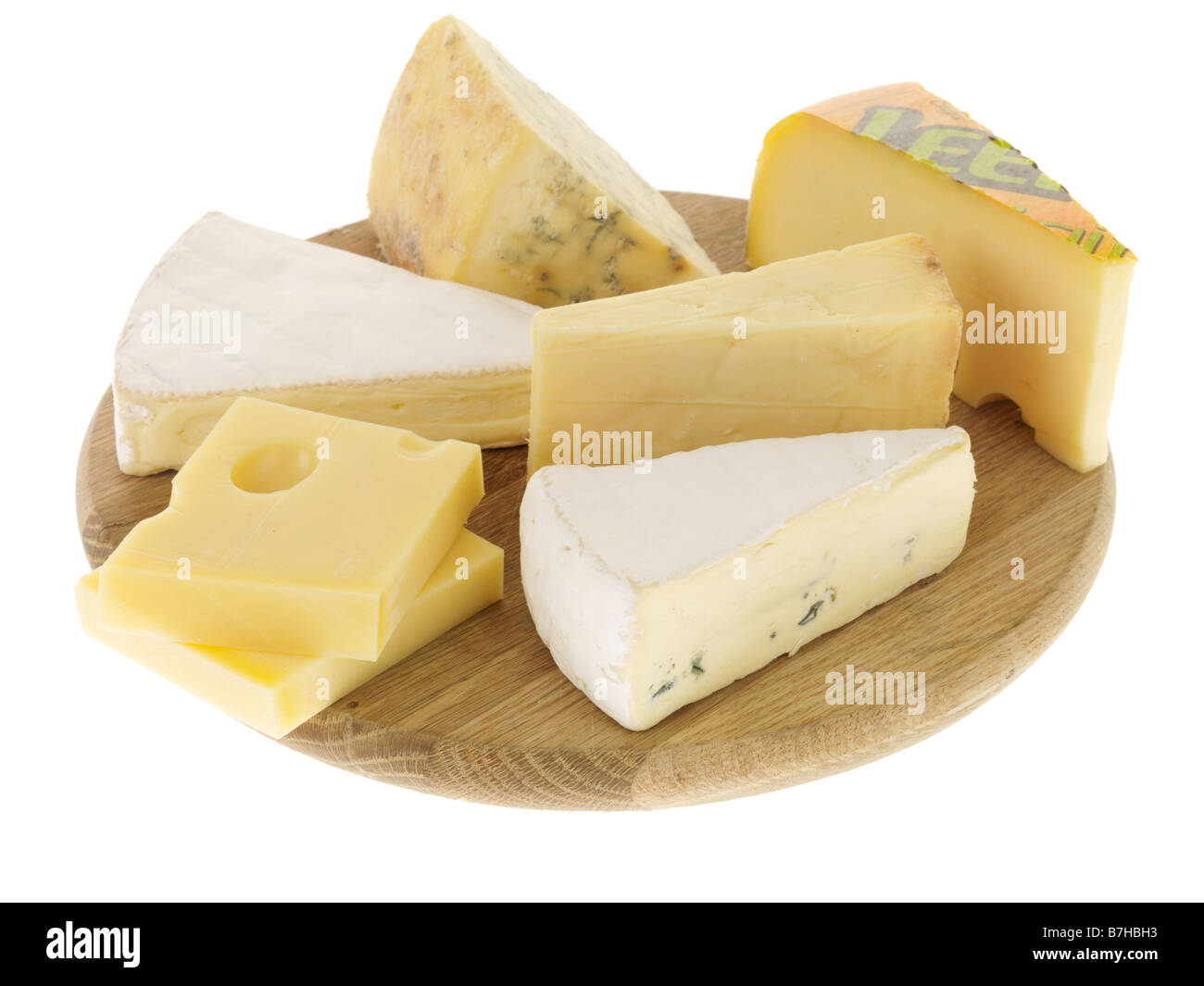 Selection Of Popular Dessert Cheeses Isolated Against A White Background With A Clipping Path and No People Stock Photo