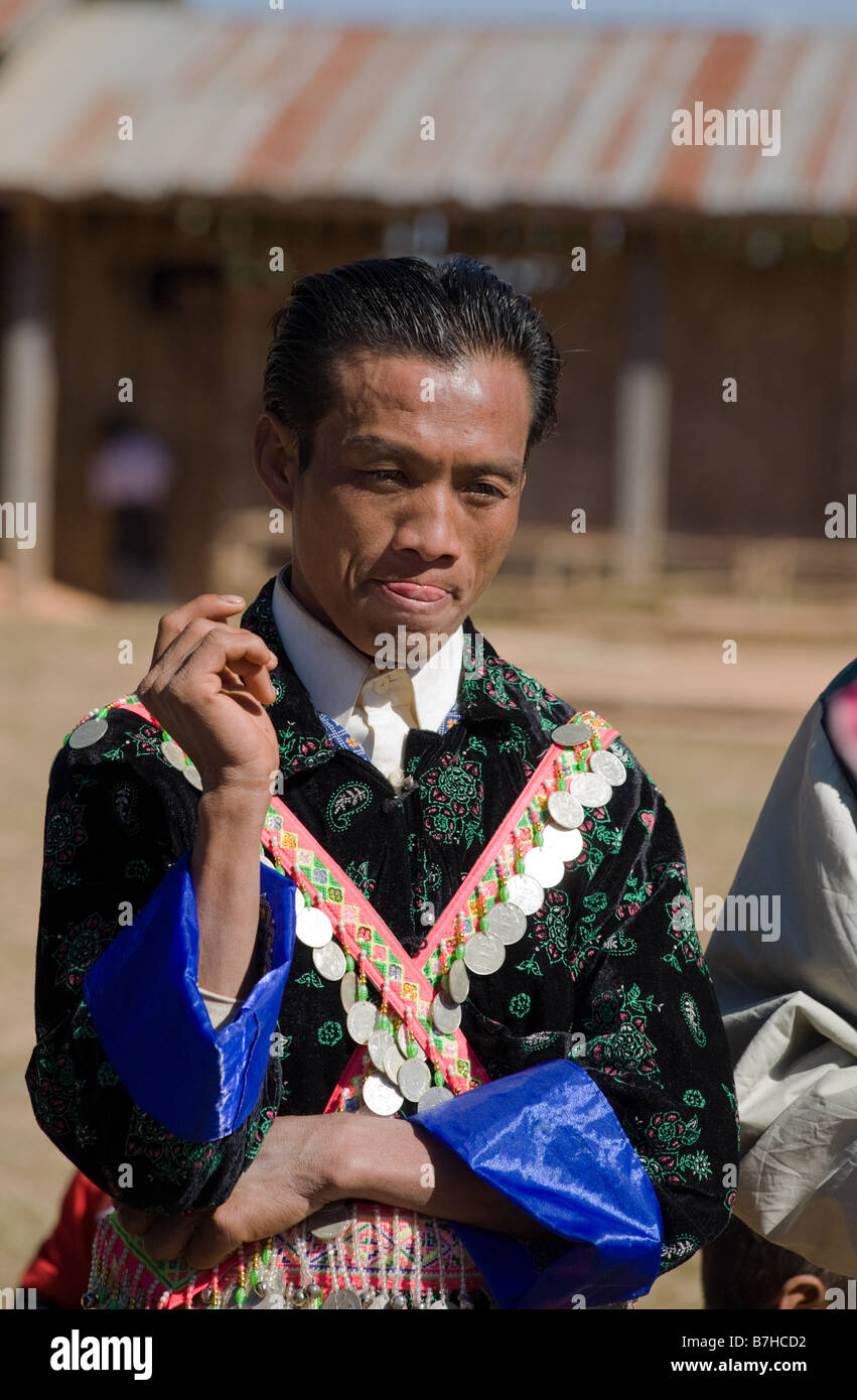 A Hmong man in traditional costume at a Hmong New Year celebration at a  small rural town in Northern Laos Stock Photo - Alamy