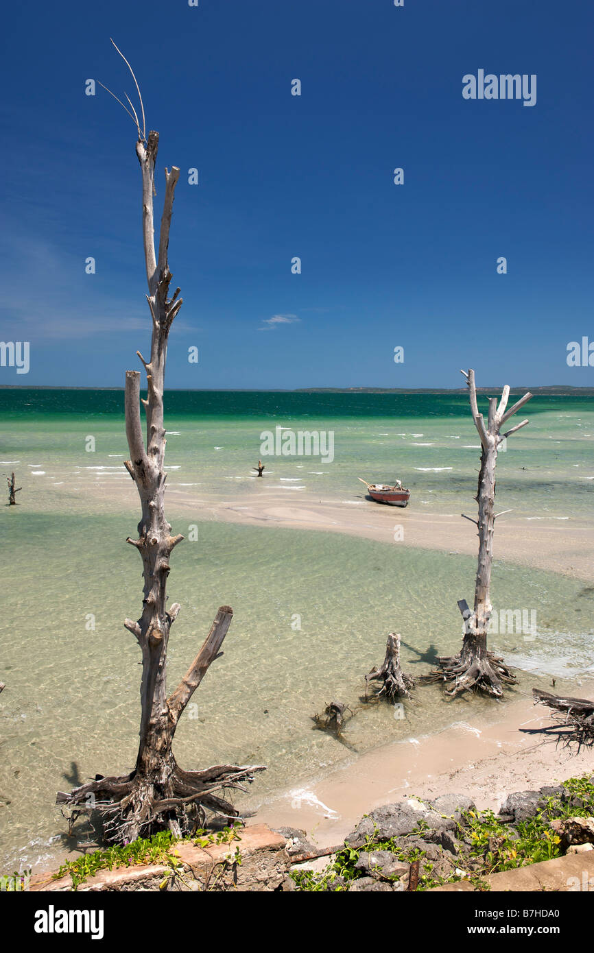 View along the Indian Ocean coast near Inharrime in southern Mozambique ...