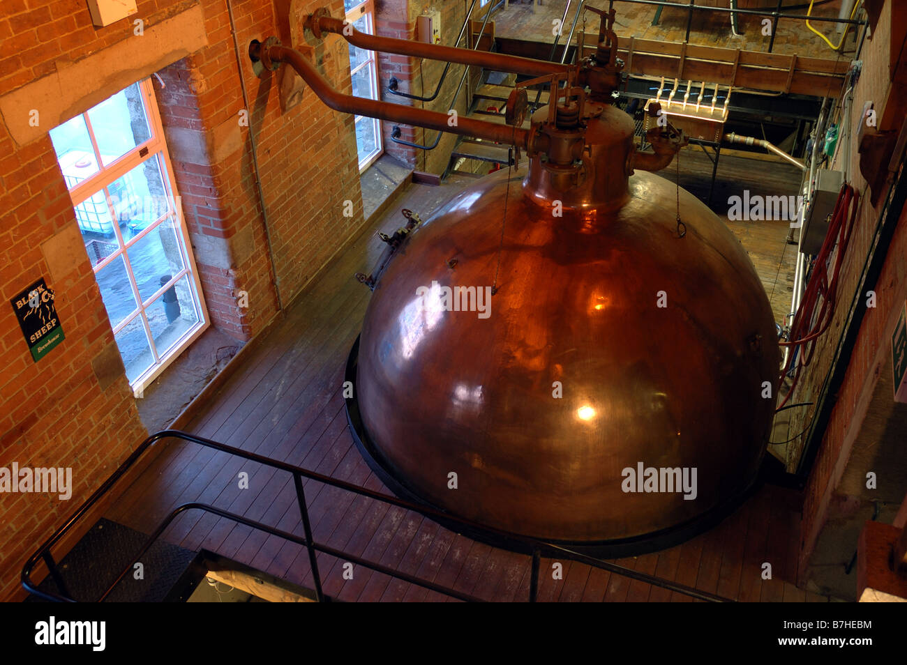 Copper fermenting vessel at Black Sheep Brewery, Masham, North Yorkshire Stock Photo