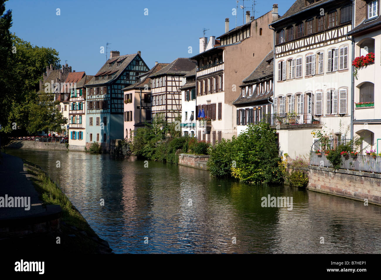 Half timbered houses at the Ill Stock Photo