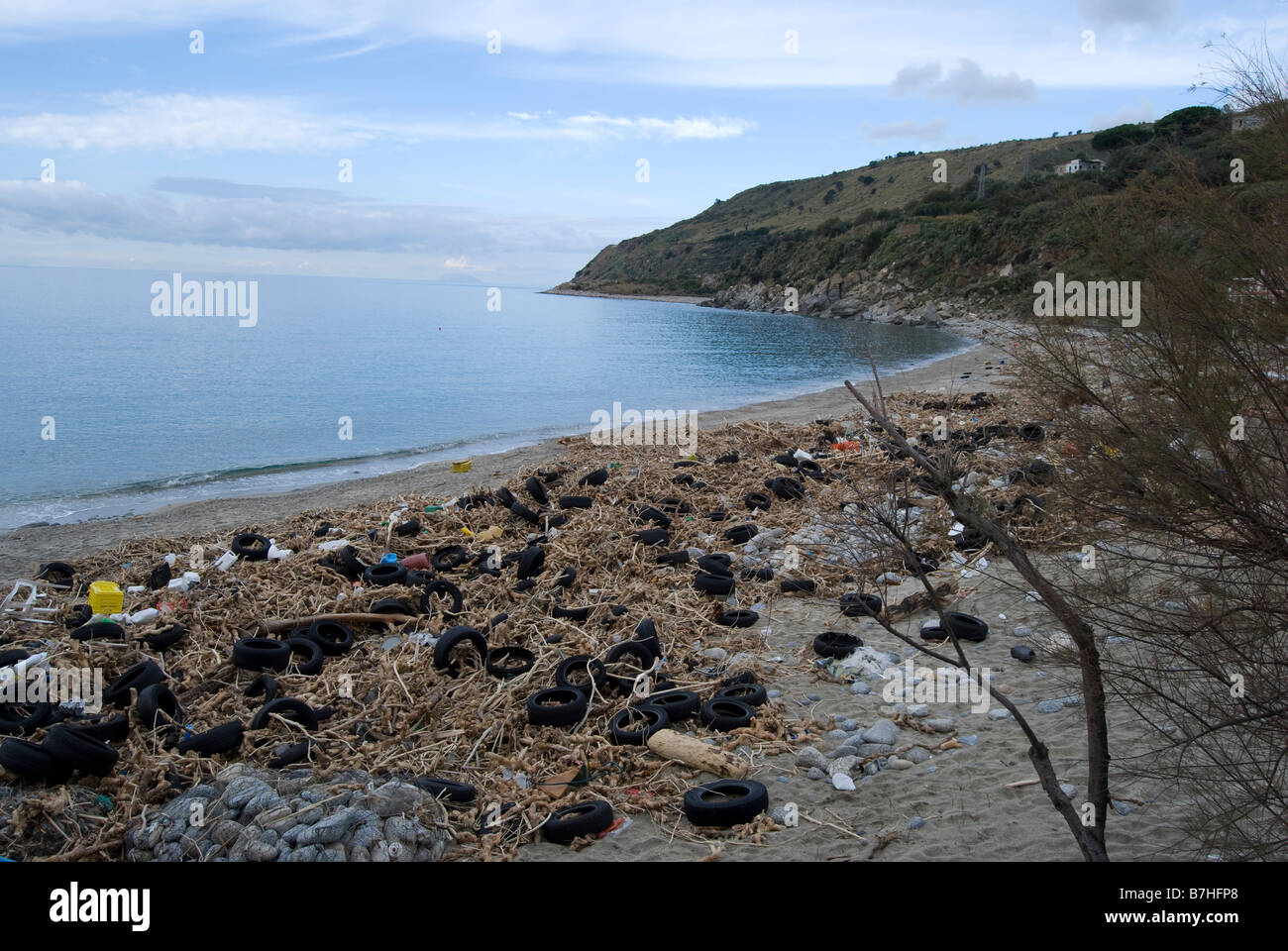 Calabria. Italy. Dirt and rubbish on a beach Stock Photo - Alamy