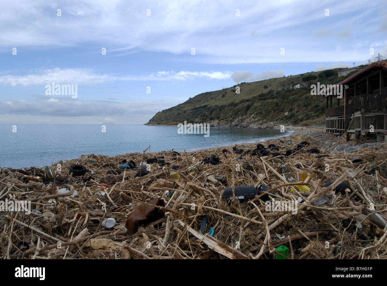 Rubbish on a beach. Calabria. Italy Stock Photo - Alamy