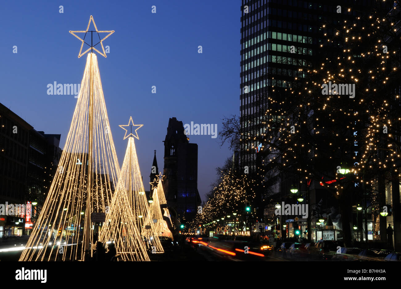 Christmas lights in Berlin at night Stock Photo Alamy