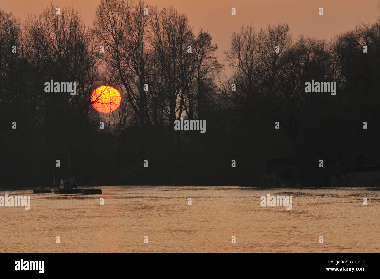 Sunset over River Thames London UK Stock Photo