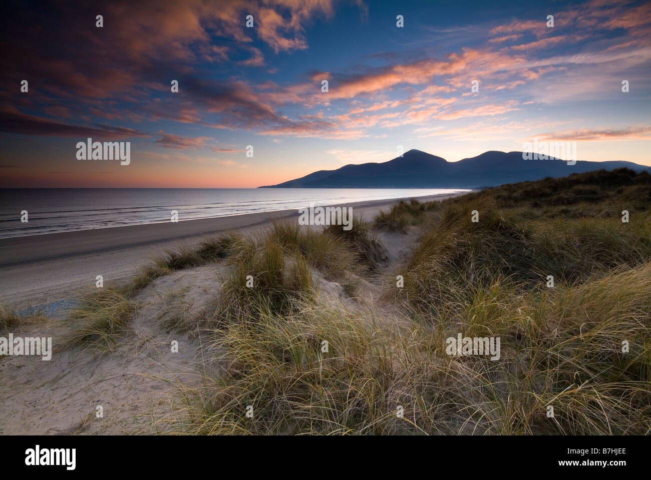 Irish Landscape image of dunes, beach and coast at Murlough Beach, Dundrum Bay, Newcastle, County Down, Northern Ireland Stock Photo