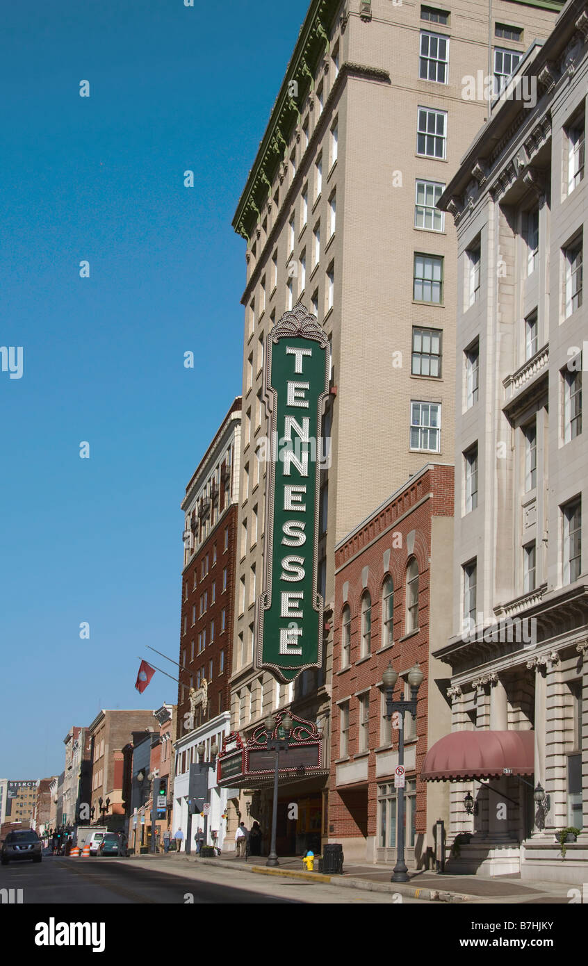 The Historic Tennessee Theater in Knoxville Tennessee is on the National Register of Historic Places Stock Photo
