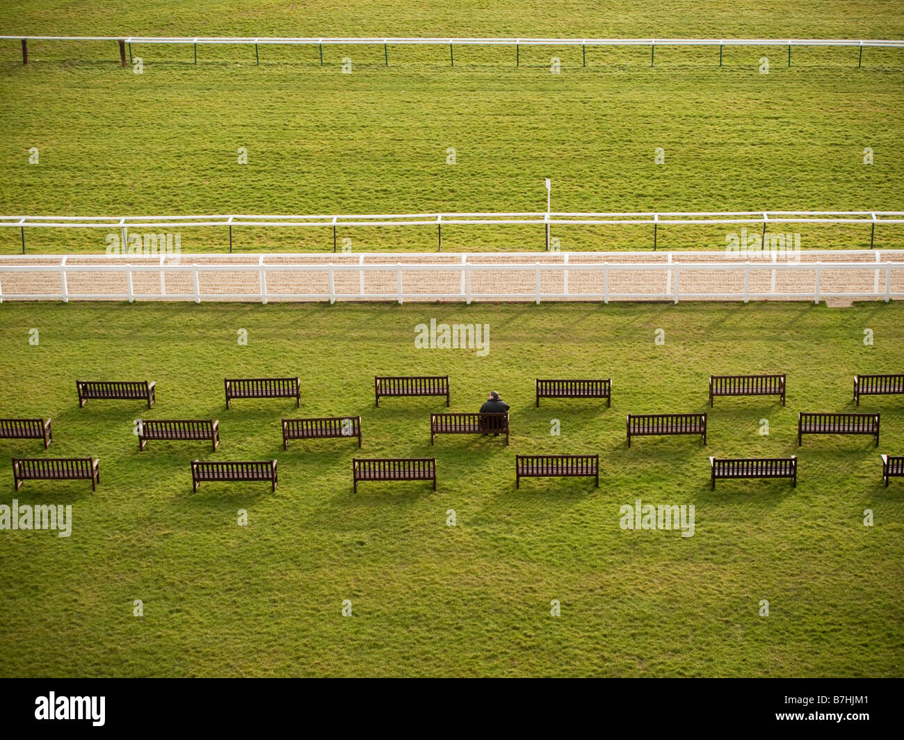 Benches at Cheltenham Race course Stock Photo Alamy