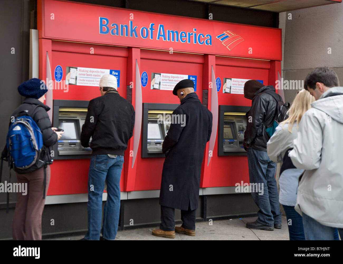 Washington DC People use Bank of America ATMs Stock Photo