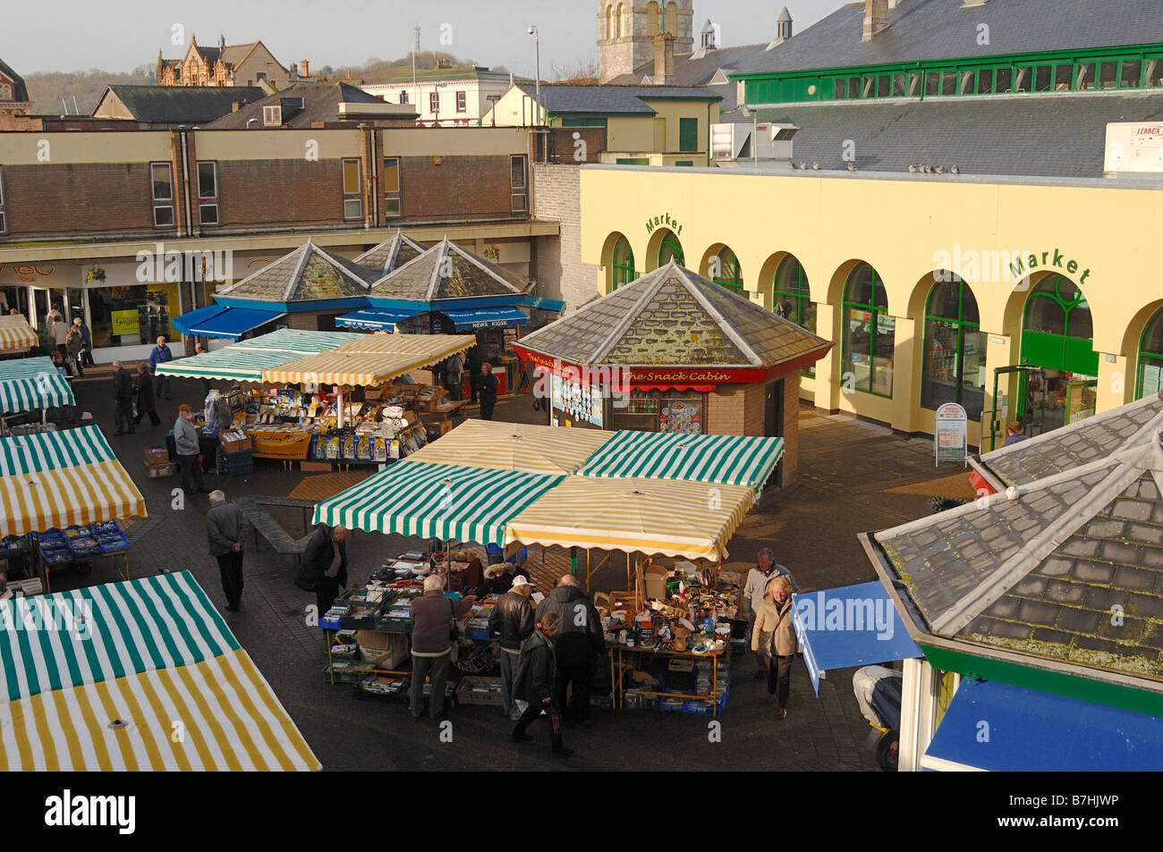 Market in the town centre of Newton Abbot Devon England Stock Photo Alamy