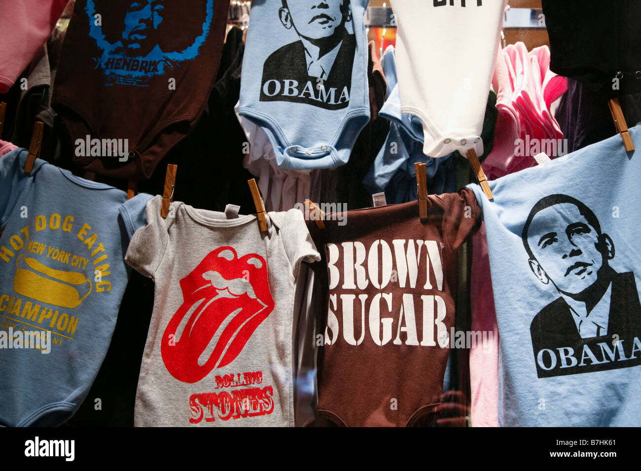 Souvenir Tshirts in shop window Greenwich Village New York City Stock