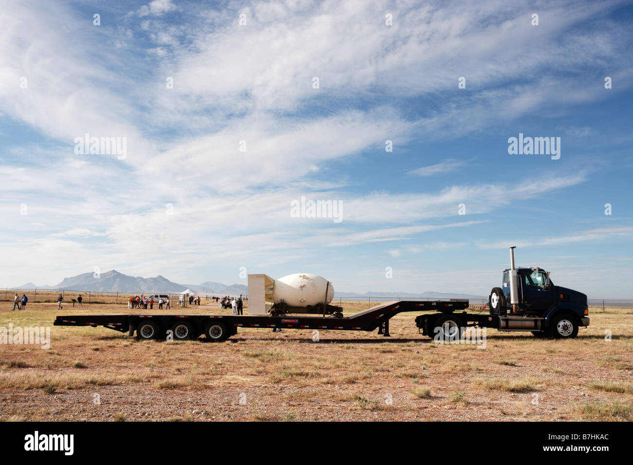 'Fat Man' Bomb Casing design on display at Trinity Site, NM, site of the world's first atomic bomb explosion in 1945. Stock Photo