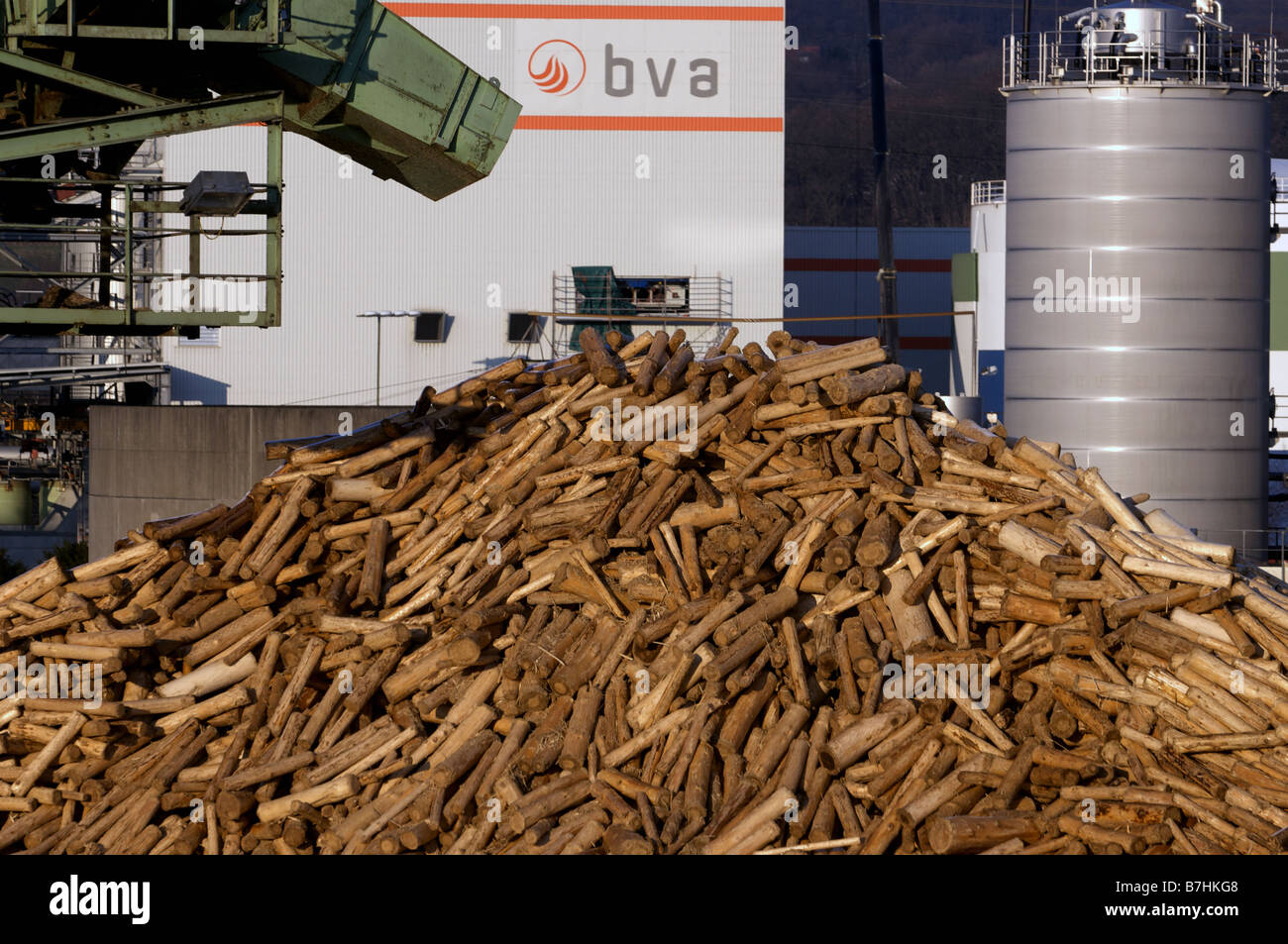 Commercial wood-burning power station, Hagen, North Rhine ...